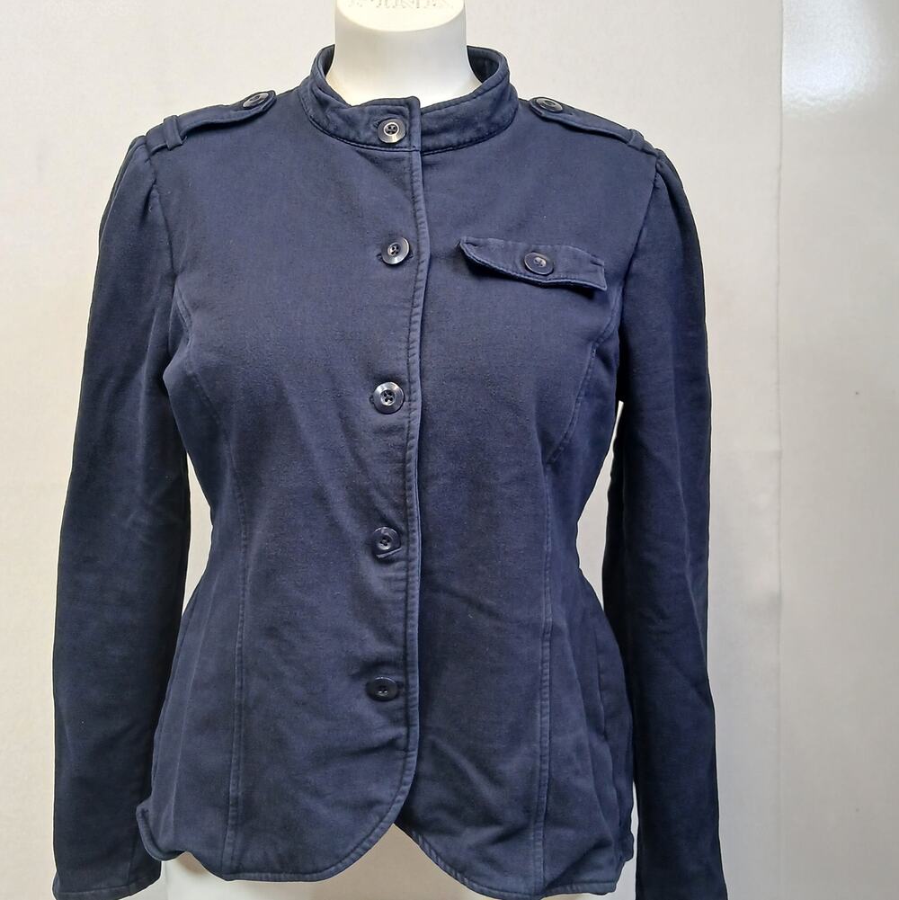 Converse One Star Womens Navy Fleece Military Peplum Jacket Size Small